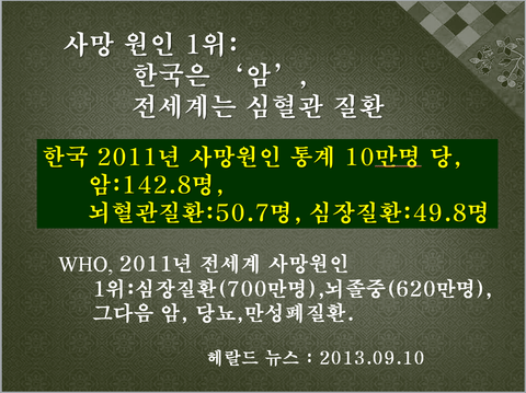 2011년 한국 사망원인에 대한 통계